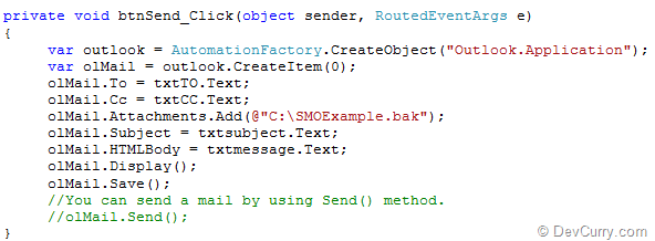 Silverlight 4 and COM: Sending Mails Using Outlook